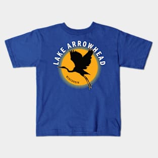 Lake Arrowhead in Wisconsin Heron Sunrise Kids T-Shirt